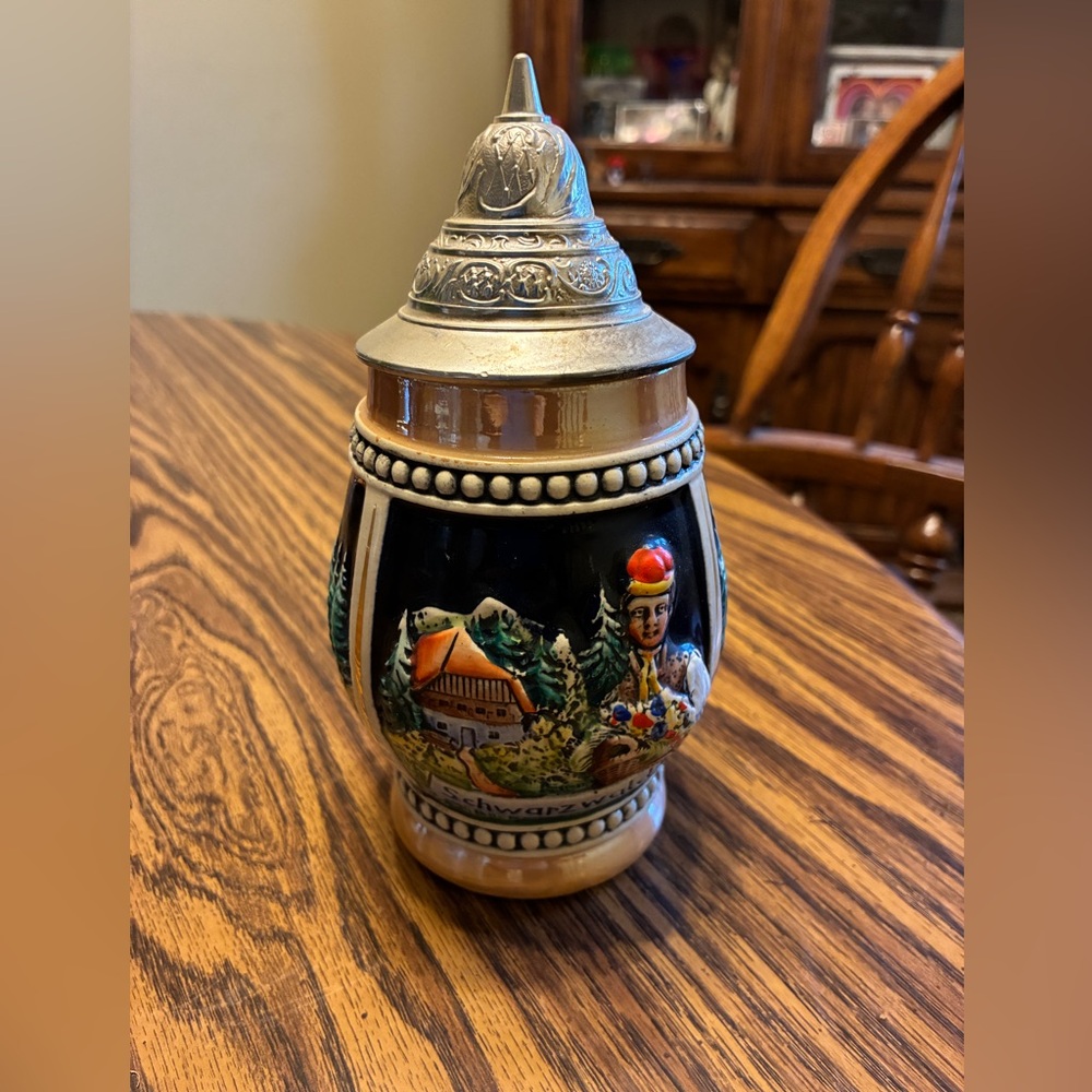 Vintage West Germany Ceramic Beer Stein" Pewter Lid 1980